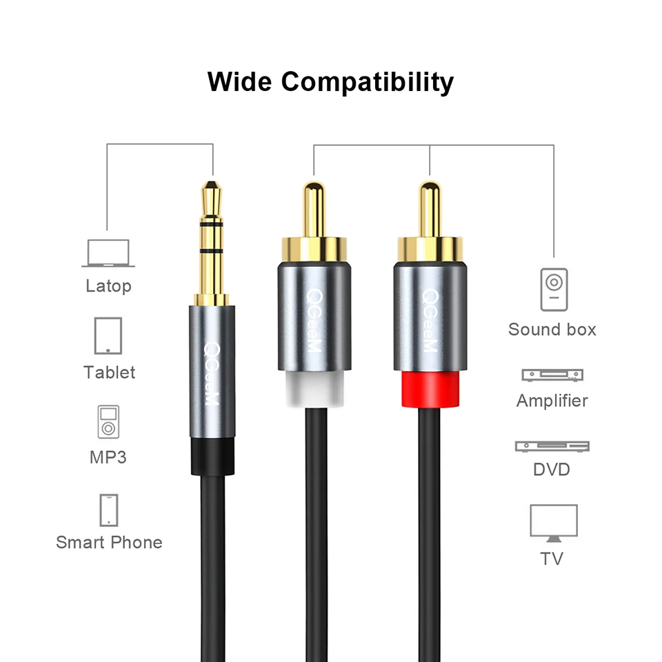 QGeeM RCAケーブル 2RCA-3.5mmオーディオケ - Home Cinema Tv のレビューと価格