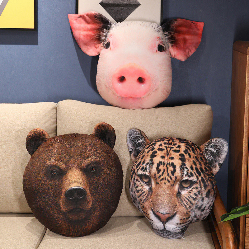 3D動物の頭のクッション,クマ,ヒョウ,パンダ,ぬいぐるみ, - Home Cinema Chairs のレビューと価格