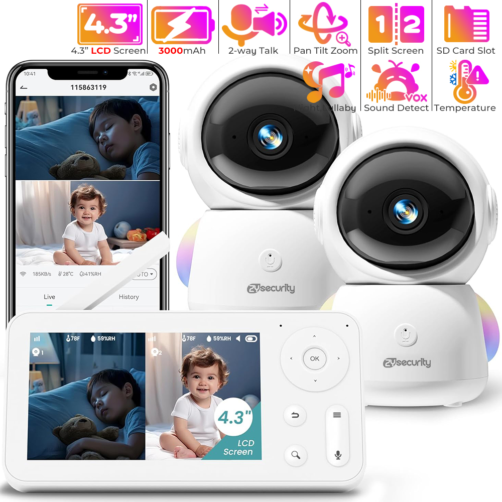 カメラとオーディオを備えたベビーモニター,常夜灯,2台のカメ - Home Cinema Wireless のレビューと価格